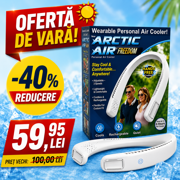 Ventilator Portabil pentru Gât – 3 Viteze, Reîncărcabil USB