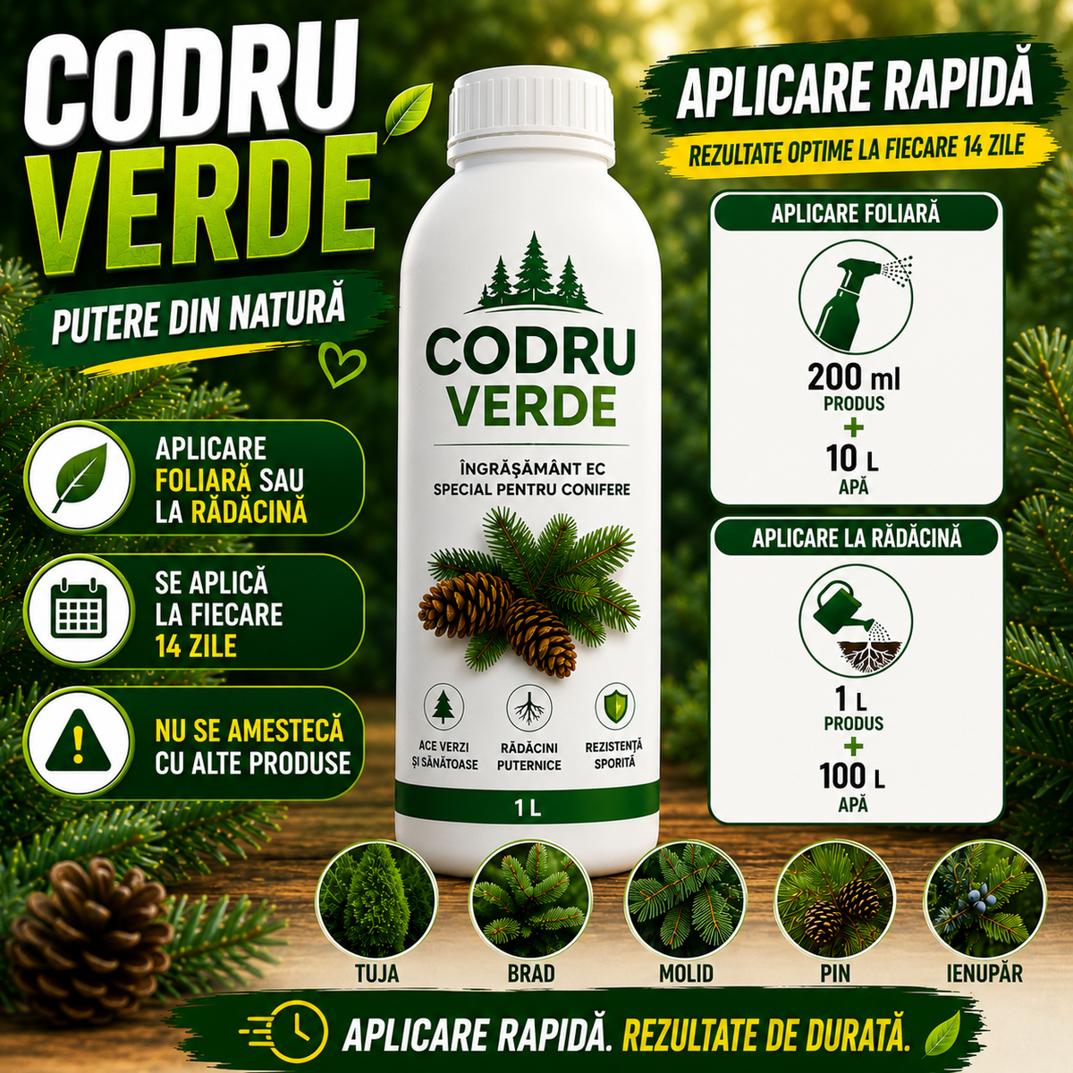 Codru Verde - Ingrasamant BIO pentru Tuia si Conifere - 1 Litru
