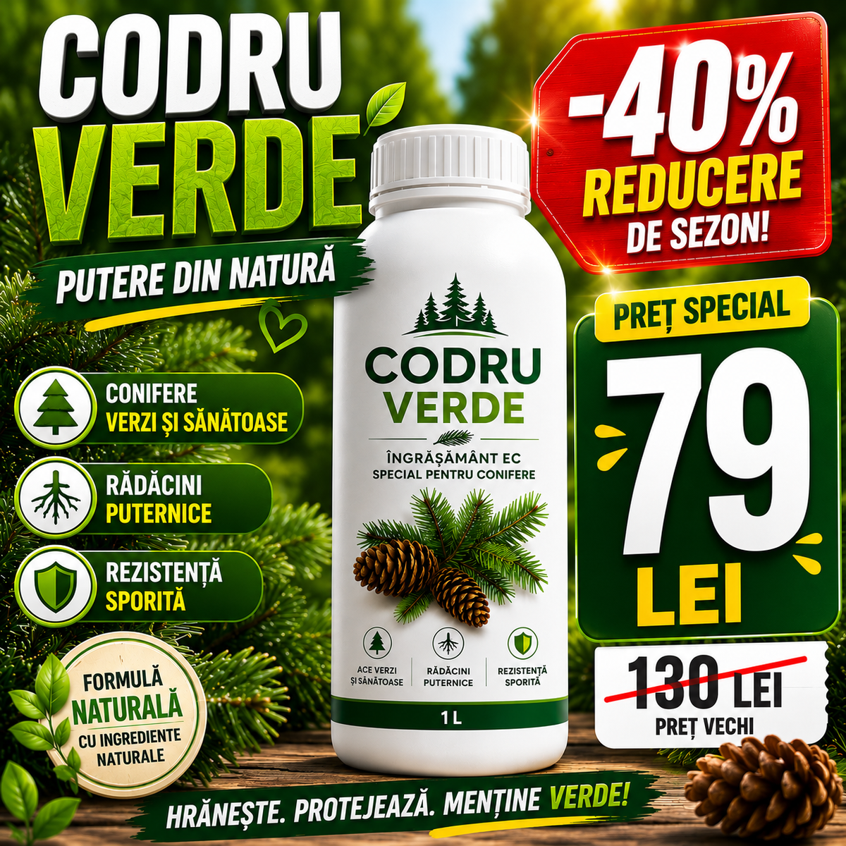 Codru Verde - Ingrasamant BIO pentru Tuia si Conifere - 1 Litru