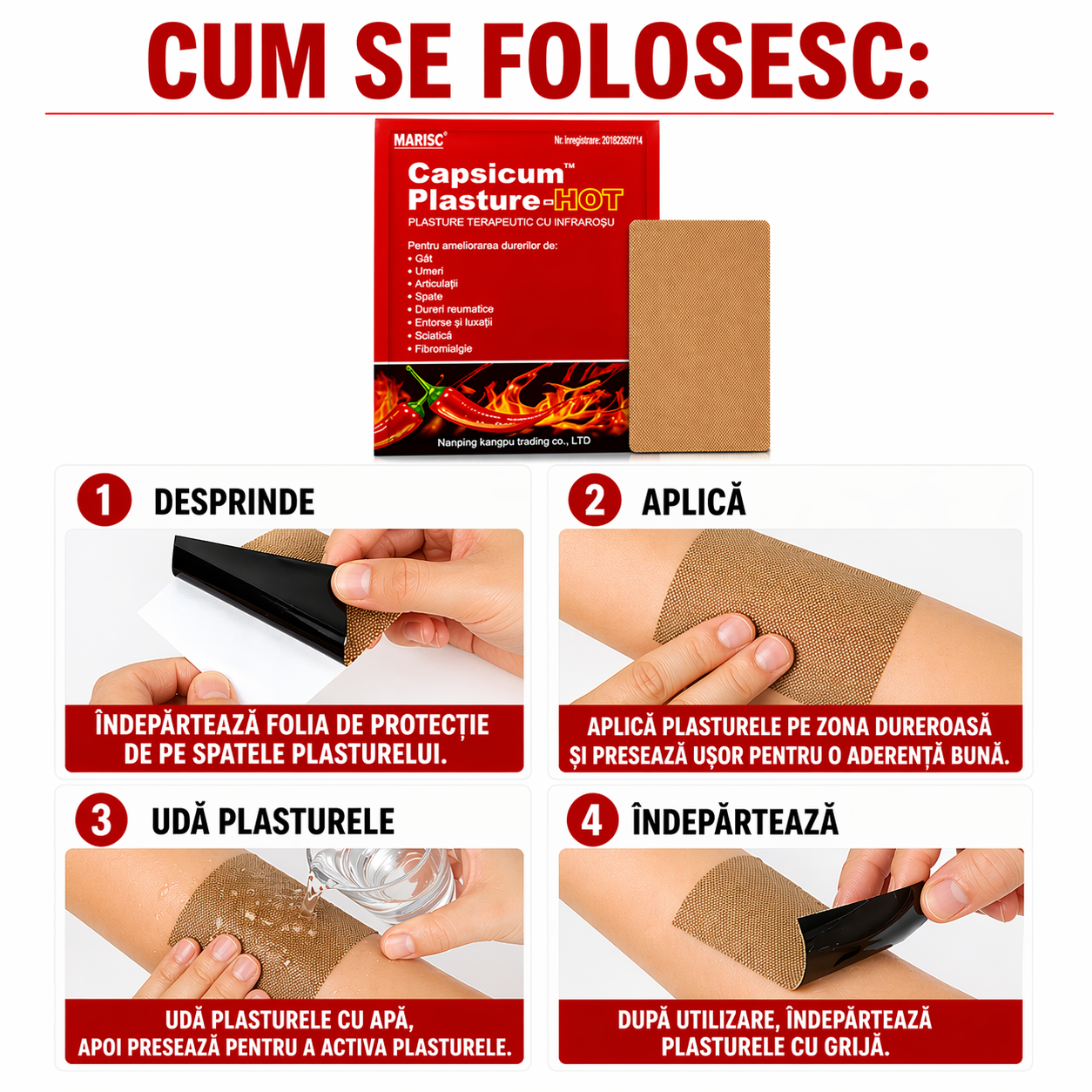 Set 20 Plasturi Capsicum Anti-Durere