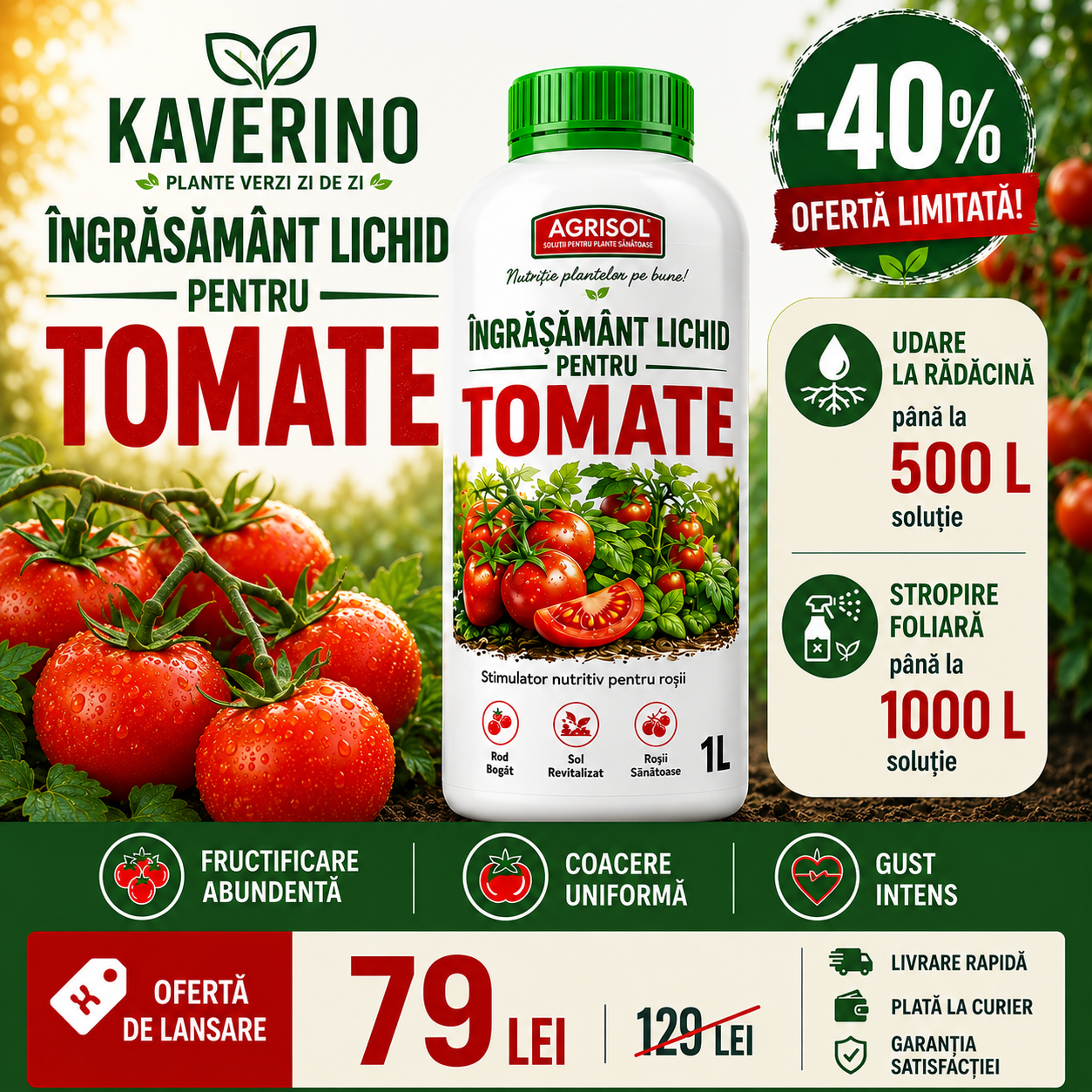 Îngrășământ lichid pentru tomate – Recoltă bogată | 1L