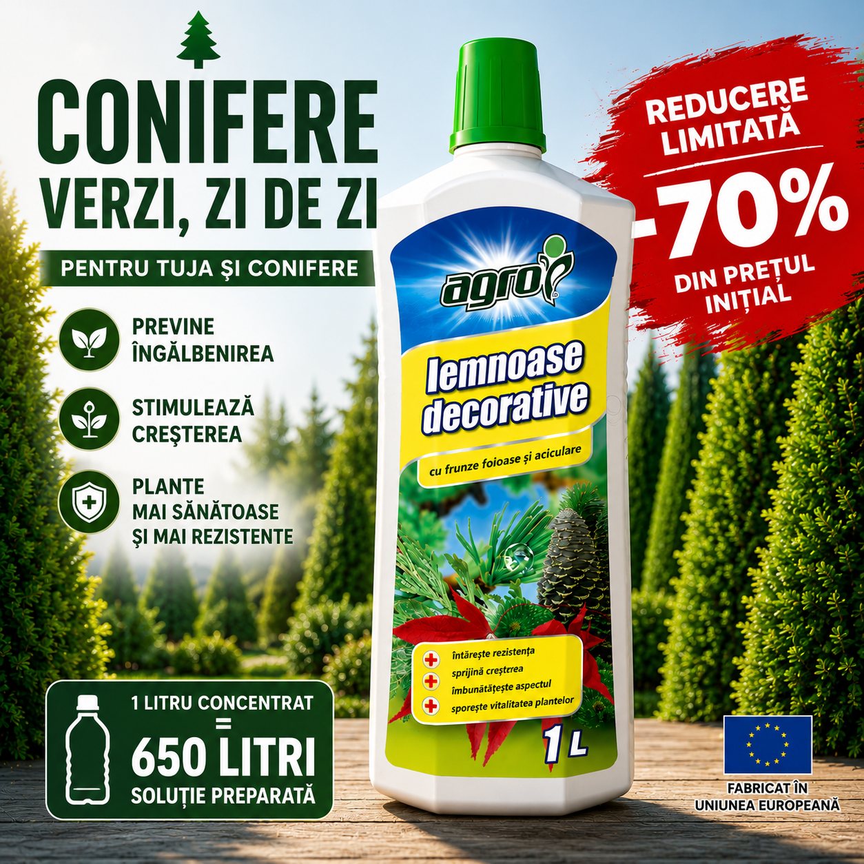 Îngrășământ BIO AGRO pentru Tuia și Conifere - 1 L